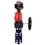 Vanne papillon d'eau Elephant WBV3EX-3432M-1W-F-ISO, matériau du corps - Acier au carbone, matériau du disque - Acier inoxydable AISI 316, joint - Métal, actionneur pneumatique PA-DA double action, BKV APL-510N EX, volant MON