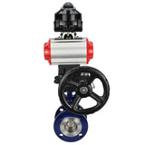 Vanne papillon d'eau Elephant WBV3EX-3432M-1W-F-ISO, matériau du corps - Acier au carbone, matériau du disque - Acier inoxydable AISI 316, joint - Métal, actionneur pneumatique PA-DA double action, BKV APL-510N EX, volant MON