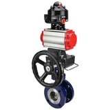 Vanne papillon d'eau Elephant WBV3EX-3432M-1W-F-ISO, matériau du corps - Acier au carbone, matériau du disque - Acier inoxydable AISI 316, joint - Métal, actionneur pneumatique PA-DA double action, BKV APL-510N EX, volant MON