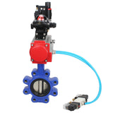 Vanne papillon d'eau Elephant WBV1616E-2W-Fb-H, matériau du corps - fonte QT450, matériau du disque - fonte QT450, joint - EPDM, actionneur pneumatique PA-DA double action, 4V320-08 220V, BKV APL-210N BPV AFC2000