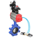 Vanne papillon d'eau Elephant WBV1616E-2W-Fb-H, matériau du corps - fonte QT450, matériau du disque - fonte QT450, joint - EPDM, actionneur pneumatique PA-DA double action, 4V320-08 220V, BKV APL-210N BPV AFC2000