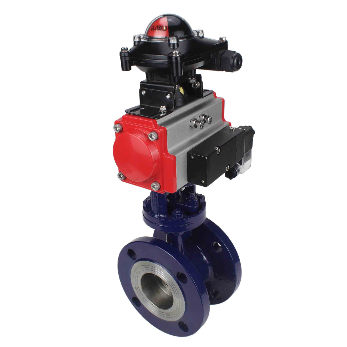 Vanne papillon d'eau Elephant WBV3EX-3432M-1W-F-ISO, matériau du corps - Acier au carbone, matériau du disque - Acier inoxydable AISI 316, joint - Métal, actionneur pneumatique PA-SA avec ressorts de rappel, 4M310-08 24V, BKV APL-210N