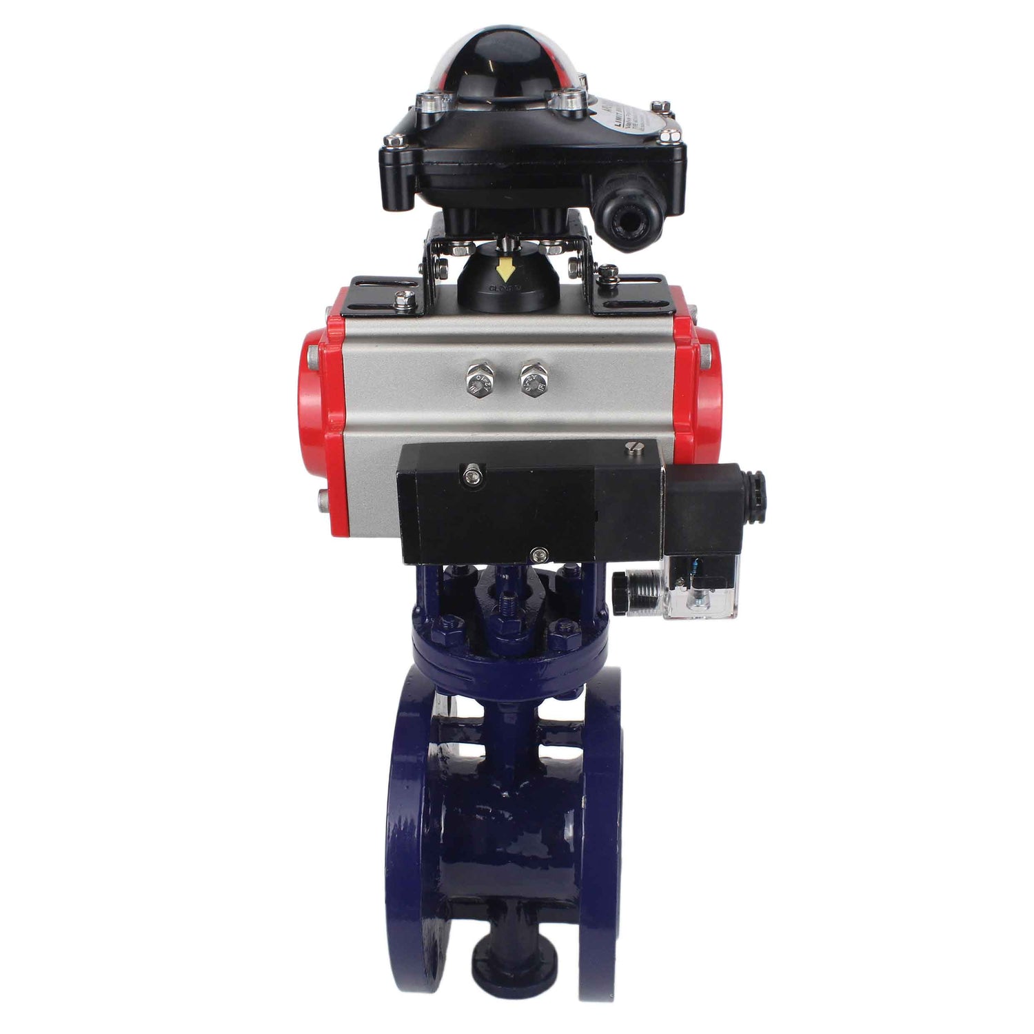 Vanne papillon d'eau Elephant WBV3EX-3432M-1W-F-ISO, matériau du corps - Acier au carbone, matériau du disque - Acier inoxydable AISI 316, joint - Métal, actionneur pneumatique PA-SA avec ressorts de rappel, 4M310-08 24V, BKV APL-210N