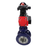 Vanne papillon d'eau Elephant WBV3EX-3432M-1W-F-ISO, matériau du corps - Acier au carbone, matériau du disque - Acier inoxydable AISI 316, joint - Métal, actionneur pneumatique PA-SA avec ressorts de rappel, 4M310-08 24V, BKV APL-210N