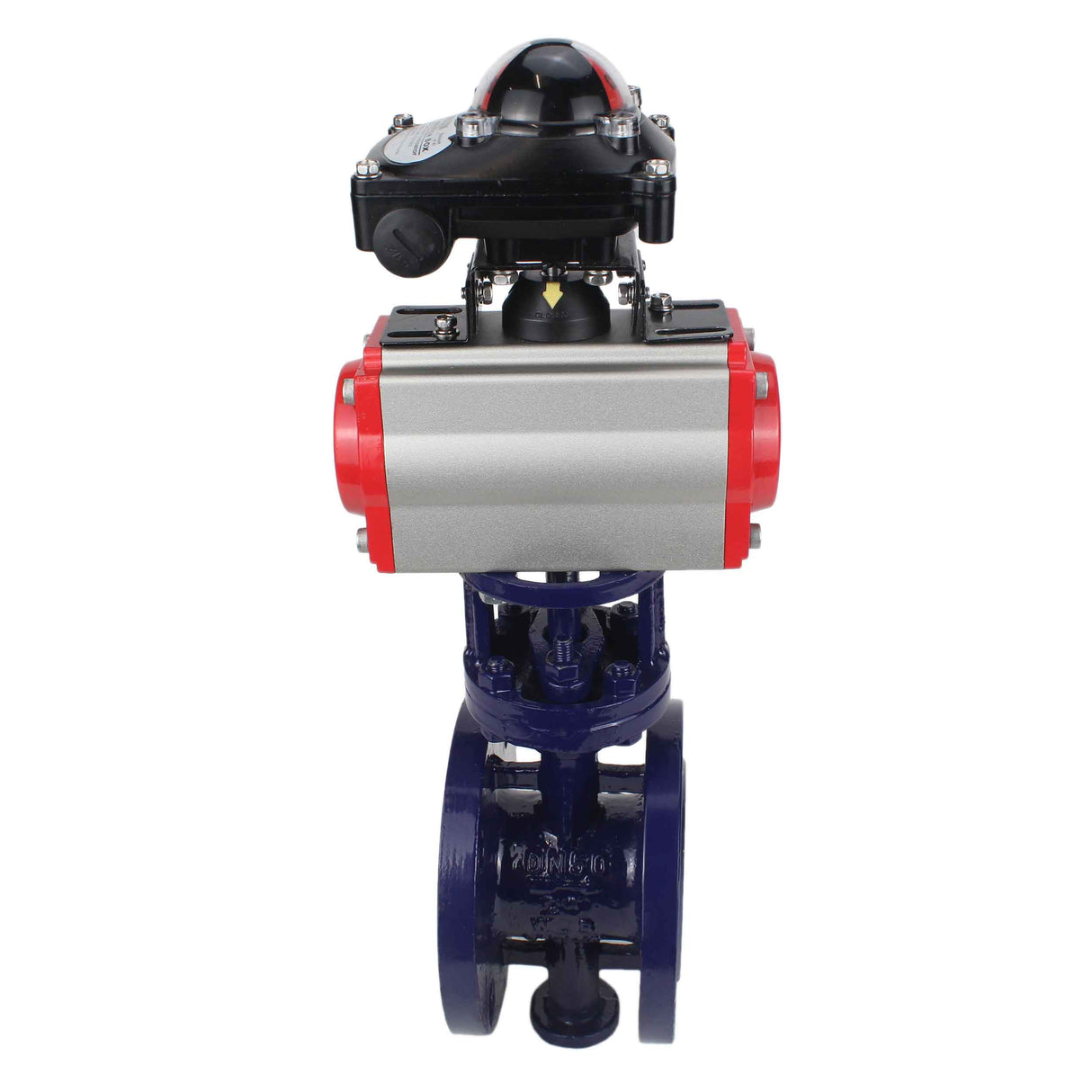 Vanne papillon d'eau Elephant WBV3EX-3432M-1W-F-ISO, matériau du corps - Acier au carbone, matériau du disque - Acier inoxydable AISI 316, joint - Métal, actionneur pneumatique PA-SA avec ressorts de rappel, 4M310-08 24V, BKV APL-210N