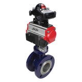 Vanne papillon d'eau Elephant WBV3EX-3432M-1W-F-ISO, matériau du corps - Acier au carbone, matériau du disque - Acier inoxydable AISI 316, joint - Métal, actionneur pneumatique PA-SA avec ressorts de rappel, 4M310-08 24V, BKV APL-210N
