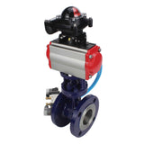 Vanne papillon d'eau Elephant WBV3EX-3432M-1W-F-ISO, matériau du corps - Acier au carbone, matériau du disque - Acier inoxydable AISI 316, joint - Métal, actionneur pneumatique PA-SA avec ressorts de rappel, 4V320-08 220V, BKV APL-210N