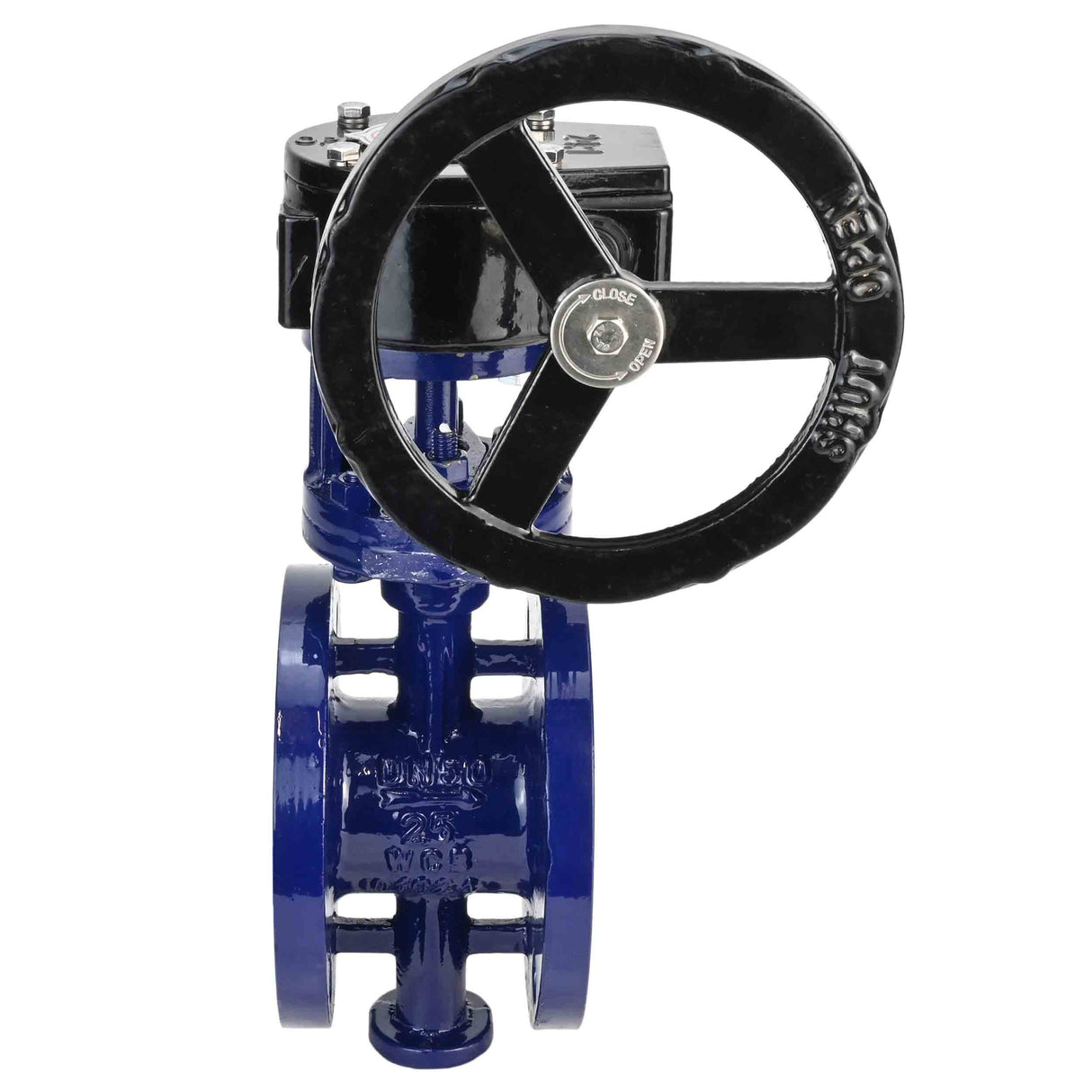 Vanne papillon d'eau Elephant WBV3EX-3432M-1W-F-ISO, matériau du corps - Acier au carbone, matériau du disque - Acier inoxydable AISI 316, joint - Métal, réducteur RDN RQN
