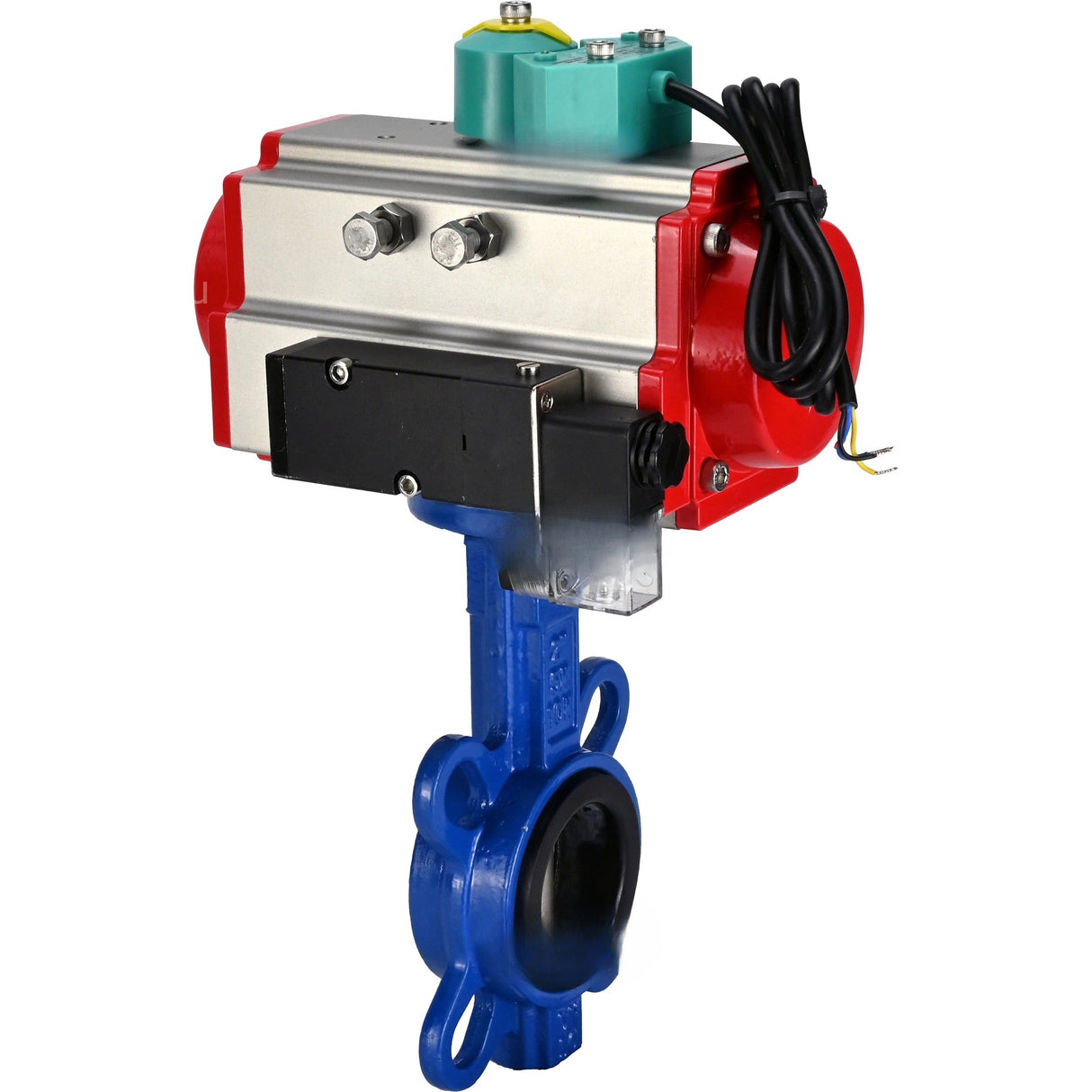 Water Butterfly Valve Elephant WBV1132N-2W-Fb-H DN40-300 16 bar body - GG25 cast iron, disc - 316L stainless steel, seal - NBR, with pneumatic actuator PA-DA-XXX, pneumatic distributor 4M310-08 NAMUR 24V and ALS200D magnetic switch