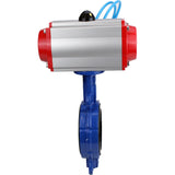 Vanne papillon d'eau Elephant WBV1413E-2W-Fb-H, matériau du corps - fonte GGG50, matériau du disque - fonte GGG40, joint - EPDM, avec actionneur pneumatique avec ressorts de rappel PA-SA, 4V320-08 220V