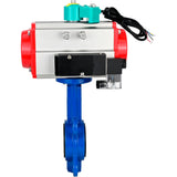 Water Butterfly Valve Elephant WBV1413E-2W-Fb-H DN40-300 16 bar body - GGG50 cast iron, disc - GGG40 cast iron, seal - EPDM, with pneumatic actuator PA-DA-XXX, pneumatic distributor 4M310-08 NAMUR 24V and ALS200D magnetic switch