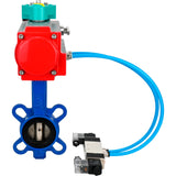 Water Butterfly Valve Elephant WBV1413E-2W-Fb-H DN40-300 16 bar body - GGG50 cast iron, disc - GGG40 cast iron, seal - EPDM, with pneumatic actuator PA-DA-XXX, pneumatic distributor 4V320-08 220V and ALS200D magnetic switch