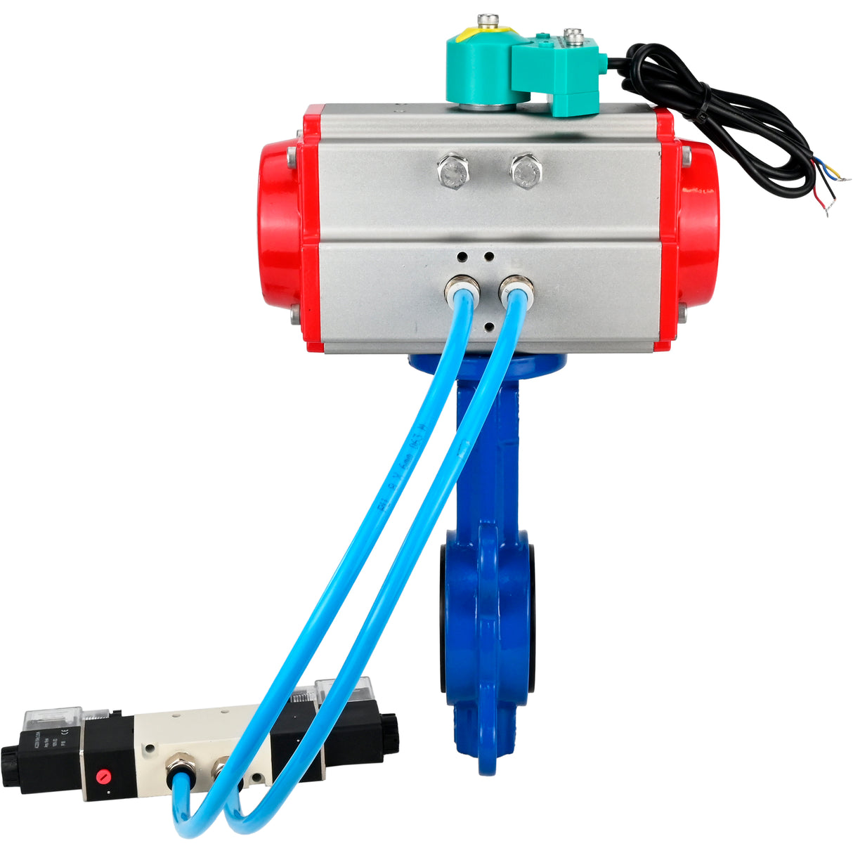 Water Butterfly Valve Elephant WBV1413E-2W-Fb-H DN40-300 16 bar body - GGG50 cast iron, disc - GGG40 cast iron, seal - EPDM, with pneumatic actuator PA-DA-XXX, pneumatic distributor 4V320-08 220V and ALS200D magnetic switch