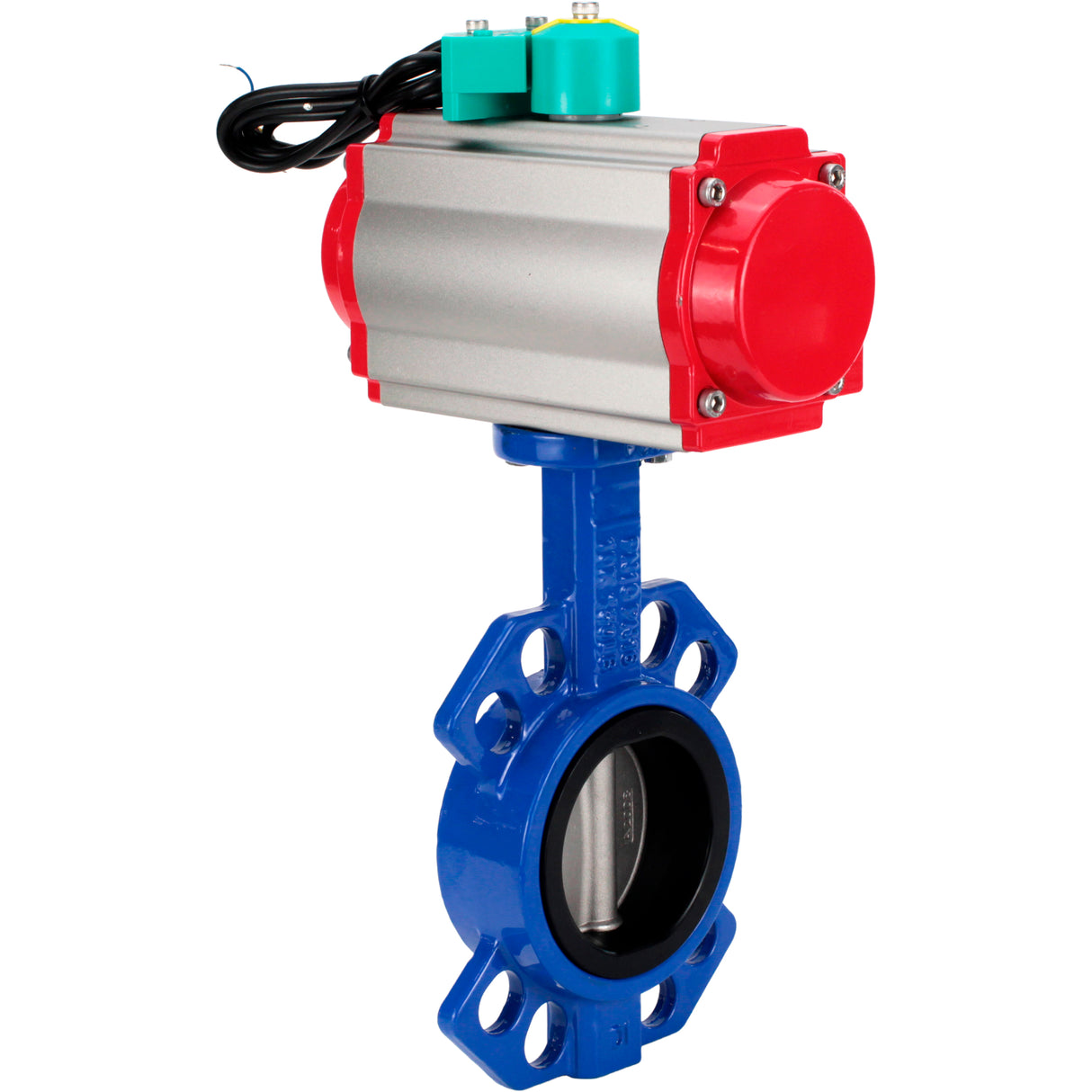 Water Butterfly Valve Elephant WBV1432N-2W-Fb-H DN40-300 16 bar body - GGG50 cast iron, disc - 316L stainless steel, seal - NBR, with pneumatic actuator PA-DA-XXX, pneumatic distributor 4M310-08 NAMUR 24V and ALS200D magnetic switch