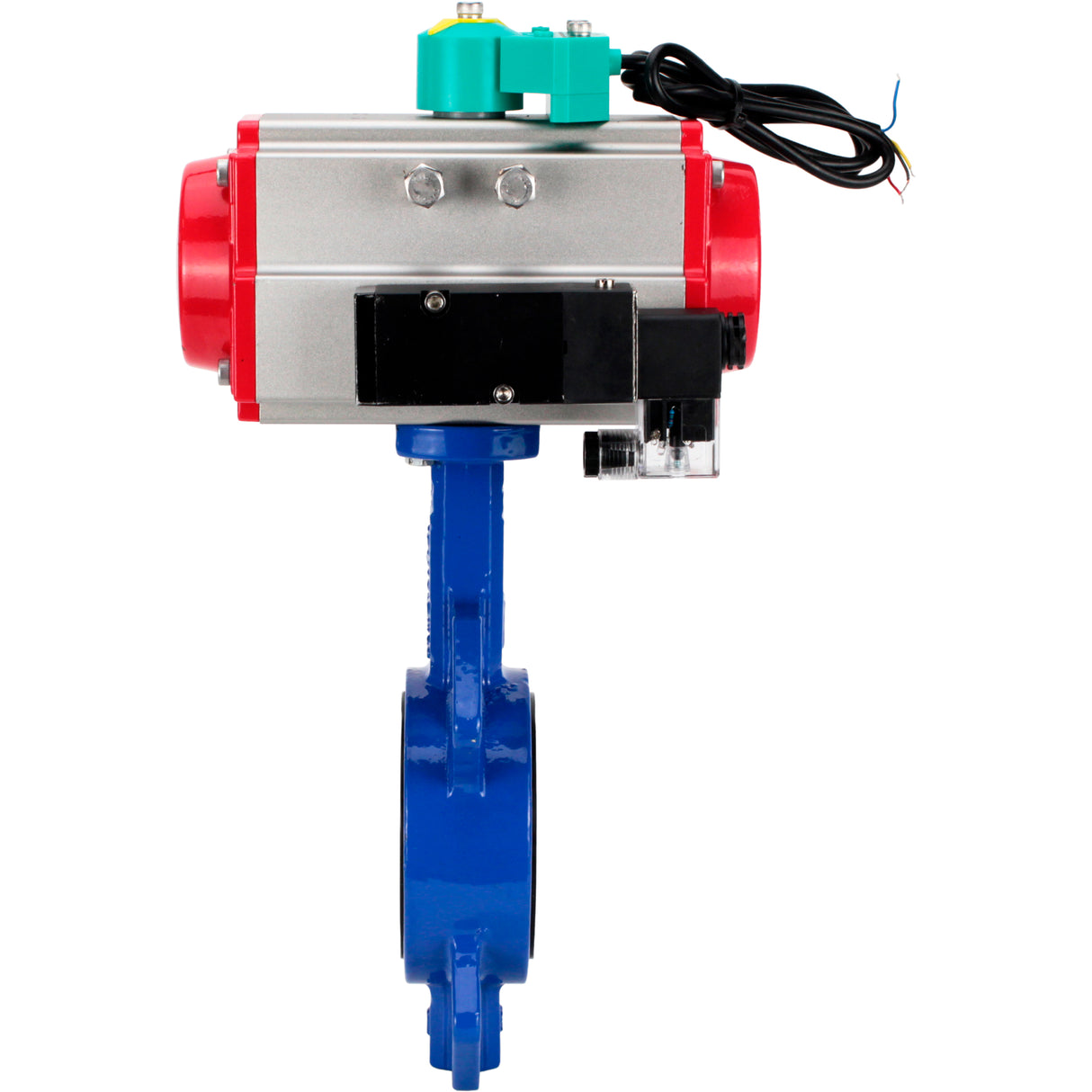 Water Butterfly Valve Elephant WBV1432N-2W-Fb-H DN40-300 16 bar body - GGG50 cast iron, disc - 316L stainless steel, seal - NBR, with pneumatic actuator PA-DA-XXX, pneumatic distributor 4M310-08 NAMUR 24V and ALS200D magnetic switch