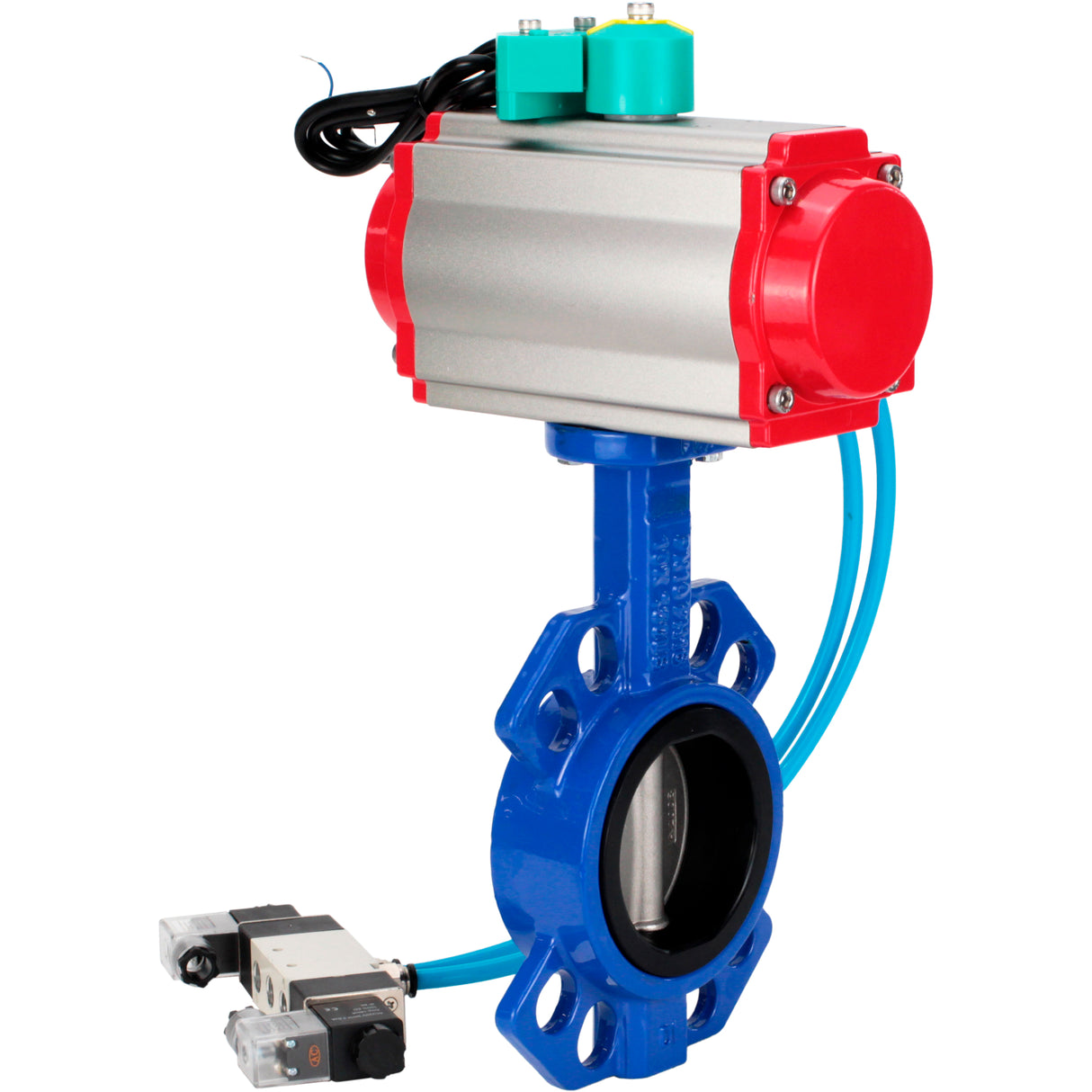 Water Butterfly Valve Elephant WBV1432E-2W-Fb-H DN40-300 16 bar body - GGG50 cast iron, disc - 316L stainless steel, seal - EPDM, with pneumatic actuator PA-DA-XXX, pneumatic distributor 4V320-10 220V and ALS200D magnetic switch