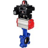 Vanne papillon d'eau Elephant WBV1616N-2W-Fb-H, matériau du corps - fonte QT450, matériau du disque - fonte QT450, joint - NBR, actionneur pneumatique PA-DA double action, 4M310-08 220V, BKV APL-410N EX
