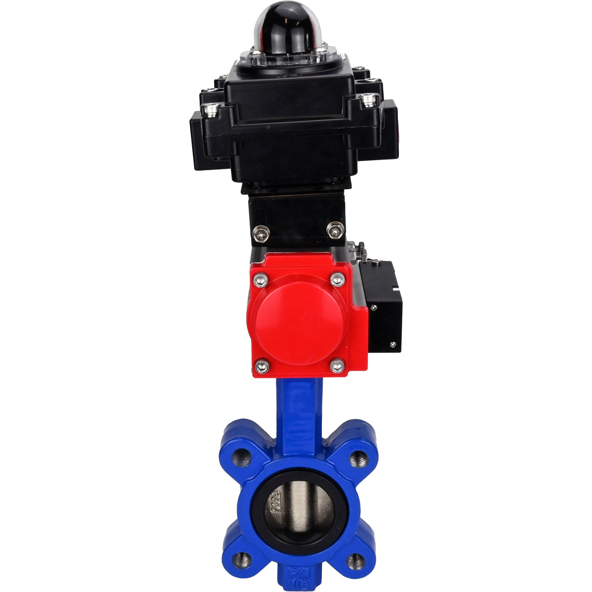 Vanne papillon d'eau Elephant WBV1616N-2W-Fb-H, matériau du corps - fonte QT450, matériau du disque - fonte QT450, joint - NBR, actionneur pneumatique PA-DA double action, 4M310-08 24V, BKV APL-410N EX