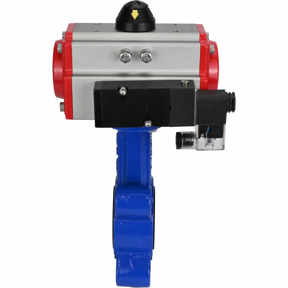 Vanne papillon d'eau Elephant WBV1616N-2W-Fb-H, matériau du corps - fonte QT450, matériau du disque - fonte QT450, joint - NBR, actionneur pneumatique PA-SA avec ressorts de rappel, 4M310-08 220V