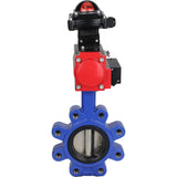 Vanne papillon d'eau Elephant WBV1616N-2W-Fb-H, matériau du corps - fonte QT450, matériau du disque - fonte QT450, joint - NBR, actionneur pneumatique PA-SA avec ressorts de rappel, 4M310-08 220V, BKV APL-210N