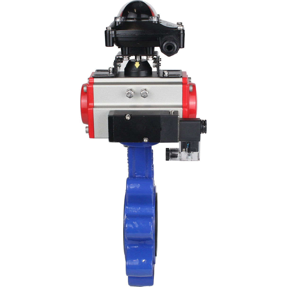 Vanne papillon d'eau Elephant WBV1616N-2W-Fb-H, matériau du corps - fonte QT450, matériau du disque - fonte QT450, joint - NBR, actionneur pneumatique PA-DA double action, 4M310-08 220V, BKV APL-210N