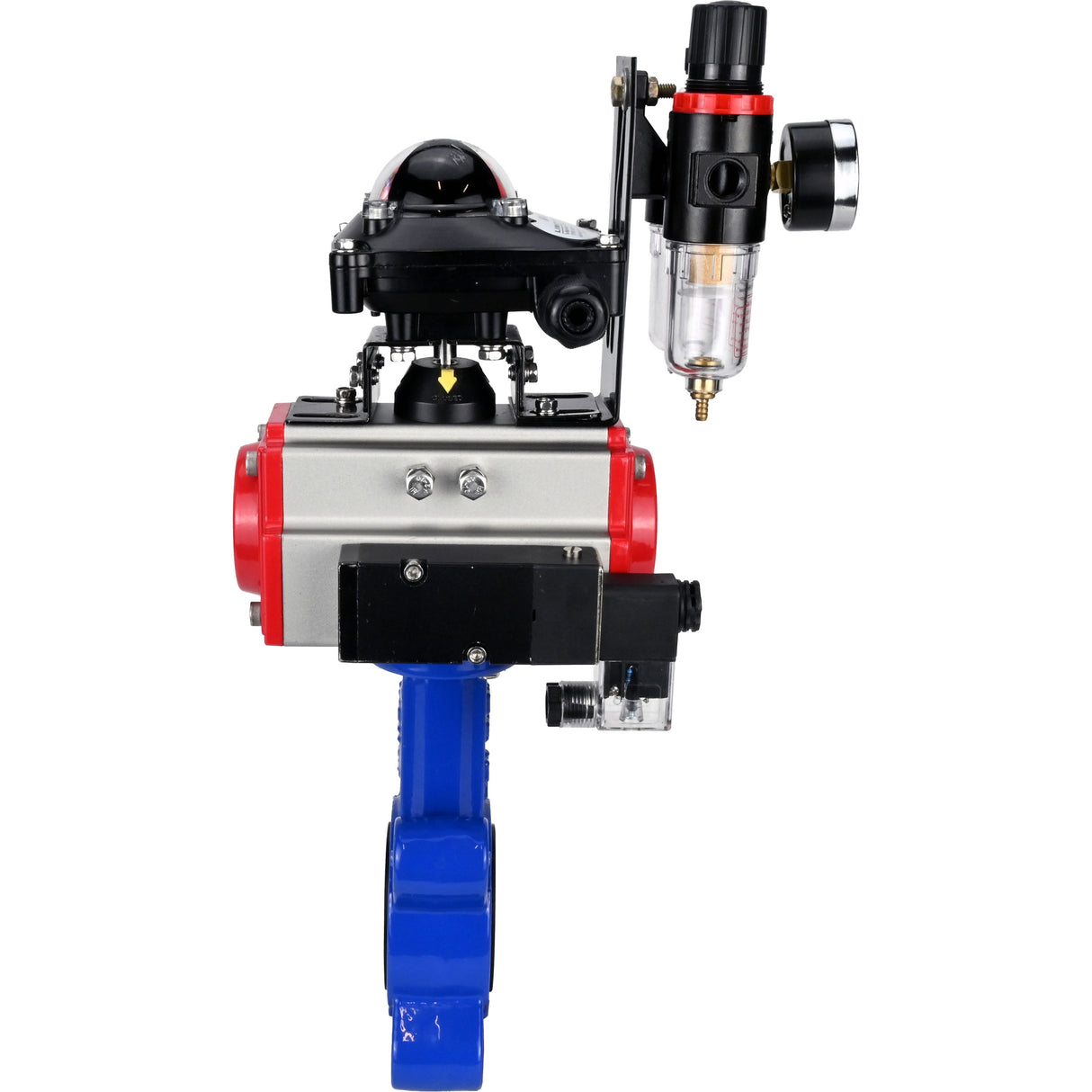 Vanne papillon d'eau Elephant WBV1616N-2W-Fb-H, matériau du corps - fonte QT450, matériau du disque - fonte QT450, joint - NBR, actionneur pneumatique PA-DA double action, 4M310-08 24V, BKV APL-210N BPV AFC2000