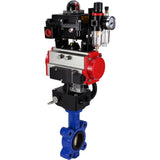Vanne papillon d'eau Elephant WBV1616N-2W-Fb-H, matériau du corps - fonte QT450, matériau du disque - fonte QT450, joint - NBR, actionneur pneumatique PA-DA double action, 4M310-08 220V, BKV APL-410N EX, volant MON, BPV AFC2000