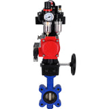 Vanne papillon d'eau Elephant WBV1616N-2W-Fb-H, matériau du corps - fonte QT450, matériau du disque - fonte QT450, joint - NBR, actionneur pneumatique PA-DA double action, 4M310-08 220V, BKV APL-410N EX, volant MON, BPV AFC2000