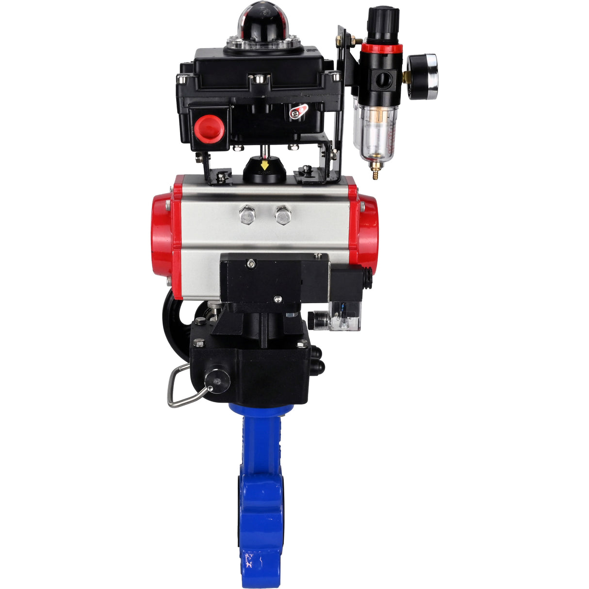 Vanne papillon d'eau Elephant WBV1616N-2W-Fb-H, matériau du corps - fonte QT450, matériau du disque - fonte QT450, joint - NBR, actionneur pneumatique PA-DA double action, 4M310-08 220V, BKV APL-410N EX, volant MON, BPV AFC2000
