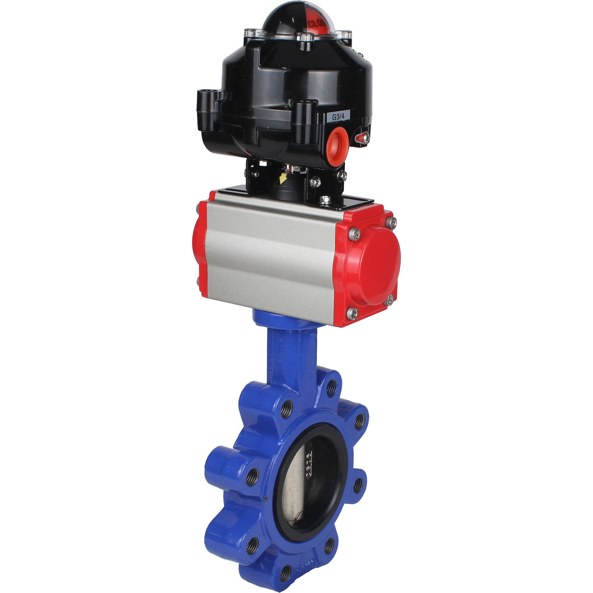 Vanne papillon d'eau Elephant WBV1616E-2W-Fb-H, matériau du corps - fonte QT450, matériau du disque - fonte QT450, joint - EPDM, actionneur pneumatique PA-DA double action, 4M310-08 24V, BKV APL-510N EX