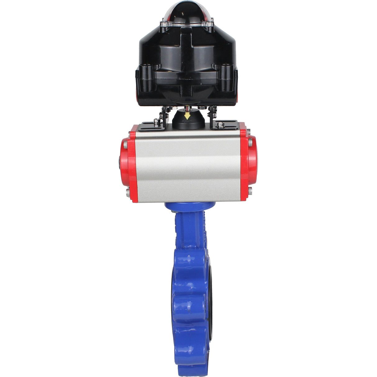 Vanne papillon d'eau Elephant WBV1616E-2W-Fb-H, matériau du corps - fonte QT450, matériau du disque - fonte QT450, joint - EPDM, actionneur pneumatique PA-DA double action, 4M310-08 24V, BKV APL-510N EX