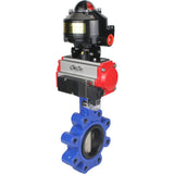 Vanne papillon d'eau Elephant WBV1616E-2W-Fb-H, matériau du corps - fonte QT450, matériau du disque - fonte QT450, joint - EPDM, actionneur pneumatique PA-DA double action, 4M310-08 24V, BKV APL-510N EX
