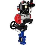 Vanne papillon d'eau Elephant WBV1616E-2W-Fb-H, matériau du corps - fonte QT450, matériau du disque - fonte QT450, joint - EPDM, actionneur pneumatique PA-DA double action, 4M310-08 220V, BKV APL-510N EX, volant MON, BPV AFC2000