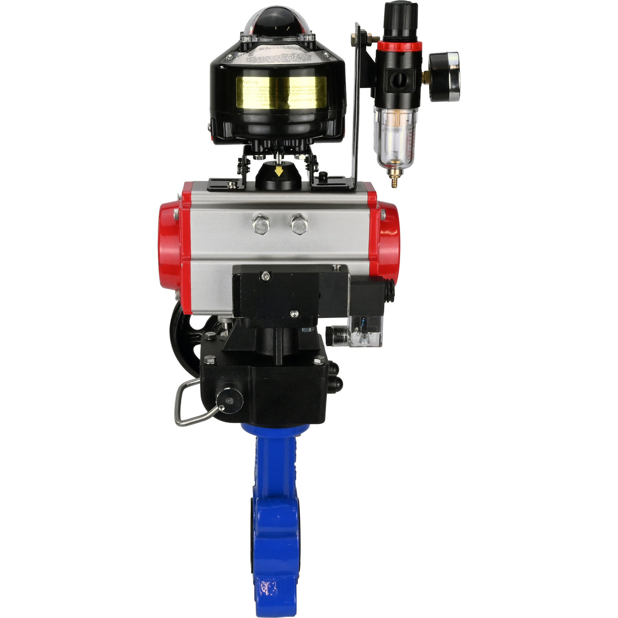 Vanne papillon d'eau Elephant WBV1616E-2W-Fb-H, matériau du corps - fonte QT450, matériau du disque - fonte QT450, joint - EPDM, actionneur pneumatique PA-DA double action, 4M310-08 220V, BKV APL-510N EX, volant MON, BPV AFC2000