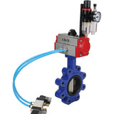 Vanne papillon d'eau Elephant WBV1616N-2W-Fb-H, matériau du corps - fonte QT450, matériau du disque - fonte QT450, joint - NBR, avec actionneur pneumatique double effet PA-DA, 4V320-08 220V, BPV AFC2000
