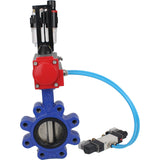Vanne papillon d'eau Elephant WBV1616N-2W-Fb-H, matériau du corps - fonte QT450, matériau du disque - fonte QT450, joint - NBR, actionneur pneumatique PA-SA avec ressorts de rappel, 4V320-08 220V BPV AFC2000