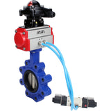 Vanne papillon d'eau Elephant WBV1616E-2W-Fb-H, matériau du corps - fonte QT450, matériau du disque - fonte QT450, joint - EPDM, actionneur pneumatique PA-DA double action, 4V320-08 220V, BKV APL-210N