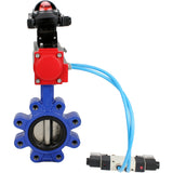 Vanne papillon d'eau Elephant WBV1616E-2W-Fb-H, matériau du corps - fonte QT450, matériau du disque - fonte QT450, joint - EPDM, actionneur pneumatique PA-DA double action, 4V320-08 220V, BKV APL-210N