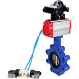 Vanne papillon d'eau Elephant WBV1616E-2W-Fb-H, matériau du corps - fonte QT450, matériau du disque - fonte QT450, joint - EPDM, actionneur pneumatique PA-DA double action, 4V320-08 220V, BKV APL-210N