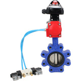 Vanne papillon d'eau Elephant WBV1616E-2W-Fb-H, matériau du corps - fonte QT450, matériau du disque - fonte QT450, joint - EPDM, actionneur pneumatique PA-DA double action, 4V320-08 220V, BKV APL-210N