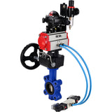 Vanne papillon d'eau Elephant WBV1616E-2W-Fb-H, matériau du corps - fonte QT450, matériau du disque - fonte QT450, joint - EPDM, actionneur pneumatique PA-DA double action, 4V320-08 220V, BKV APL-210N, volant MON, BPV AFC2000