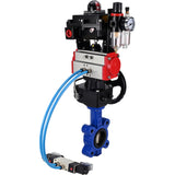 Vanne papillon d'eau Elephant WBV1616E-2W-Fb-H, matériau du corps - fonte QT450, matériau du disque - fonte QT450, joint - EPDM, actionneur pneumatique PA-DA double action, 4V320-08 220V, BKV APL-410N EX, volant MON, BPV AFC2000