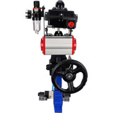 Vanne papillon d'eau Elephant WBV1616E-2W-Fb-H, matériau du corps - fonte QT450, matériau du disque - fonte QT450, joint - EPDM, actionneur pneumatique PA-DA double action, 4V320-08 220V, BKV APL-410N EX, volant MON, BPV AFC2000