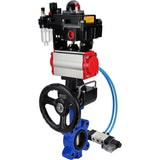 Vanne papillon d'eau Elephant WBV1616E-2W-Fb-H, matériau du corps - fonte QT450, matériau du disque - fonte QT450, joint - EPDM, actionneur pneumatique PA-DA double action, 4V320-08 220V, BKV APL-410N EX, volant MON, BPV AFC2000