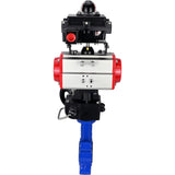 Vanne papillon d'eau Elephant WBV1616E-2W-Fb-H, matériau du corps - fonte QT450, matériau du disque - fonte QT450, joint - EPDM, avec actionneur pneumatique double effet PA-DA, volant MON, BKV APL-410N EX