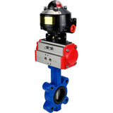 Vanne papillon d'eau Elephant WBV1616N-2W-Fb-H, matériau du corps - fonte QT450, matériau du disque - fonte QT450, joint - NBR, avec actionneur pneumatique double action PA-DA, BKV APL-510N EX