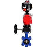 Vanne papillon d'eau Elephant WBV1616N-2W-Fb-H, matériau du corps - fonte QT450, matériau du disque - fonte QT450, joint - NBR, avec actionneur pneumatique double effet PA-DA, volant MON, BKV APL-510N EX
