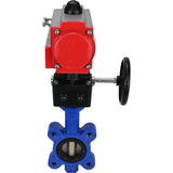 Vanne papillon d'eau Elephant WBV1616E-2W-Fb-H, matériau du corps - fonte QT450, matériau du disque - fonte QT450, joint - EPDM, avec actionneur pneumatique double effet PA-DA, volant MON
