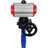 Vanne papillon d'eau Elephant WBV1616E-2W-Fb-H, matériau du corps - fonte QT450, matériau du disque - fonte QT450, joint - EPDM, avec actionneur pneumatique double effet PA-DA, volant MON
