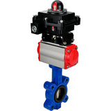 Vanne papillon d'eau Elephant WBV1616N-2W-Fb-H, matériau du corps - fonte QT450, matériau du disque - fonte QT450, joint - NBR, avec actionneur pneumatique double action PA-DA, BKV APL-410N EX